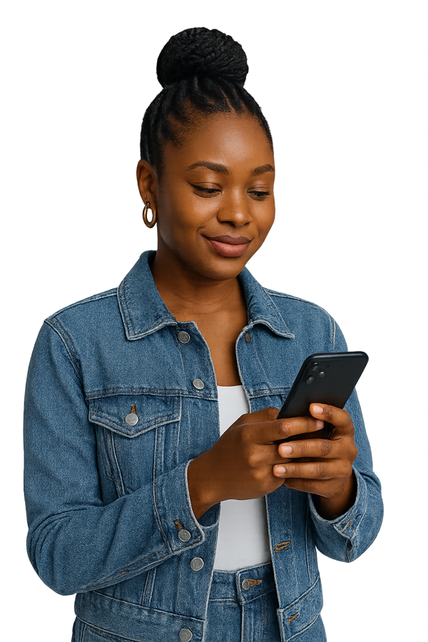 A partner checking her earnings on her phone